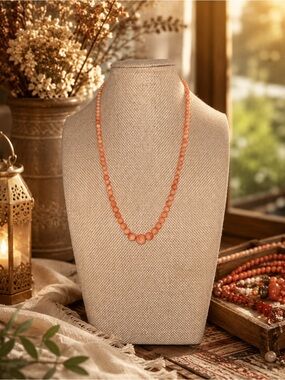 Angel Skin Graduated Coral Beaded Necklace